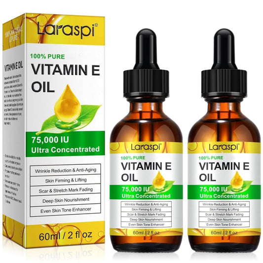 laraspi Vitamin E Öl – Reines Vitamin E Öl für Haut, Gesicht, Narben, Körper – Feuchtigkeitsspendend für trockene Haut – 118 ml