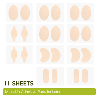 Bukihome Moleskin Pads für Füße – Blasenprävention und Druckentlastung – 11 Bögen mit 4 Formen (22 Stück, Beige)