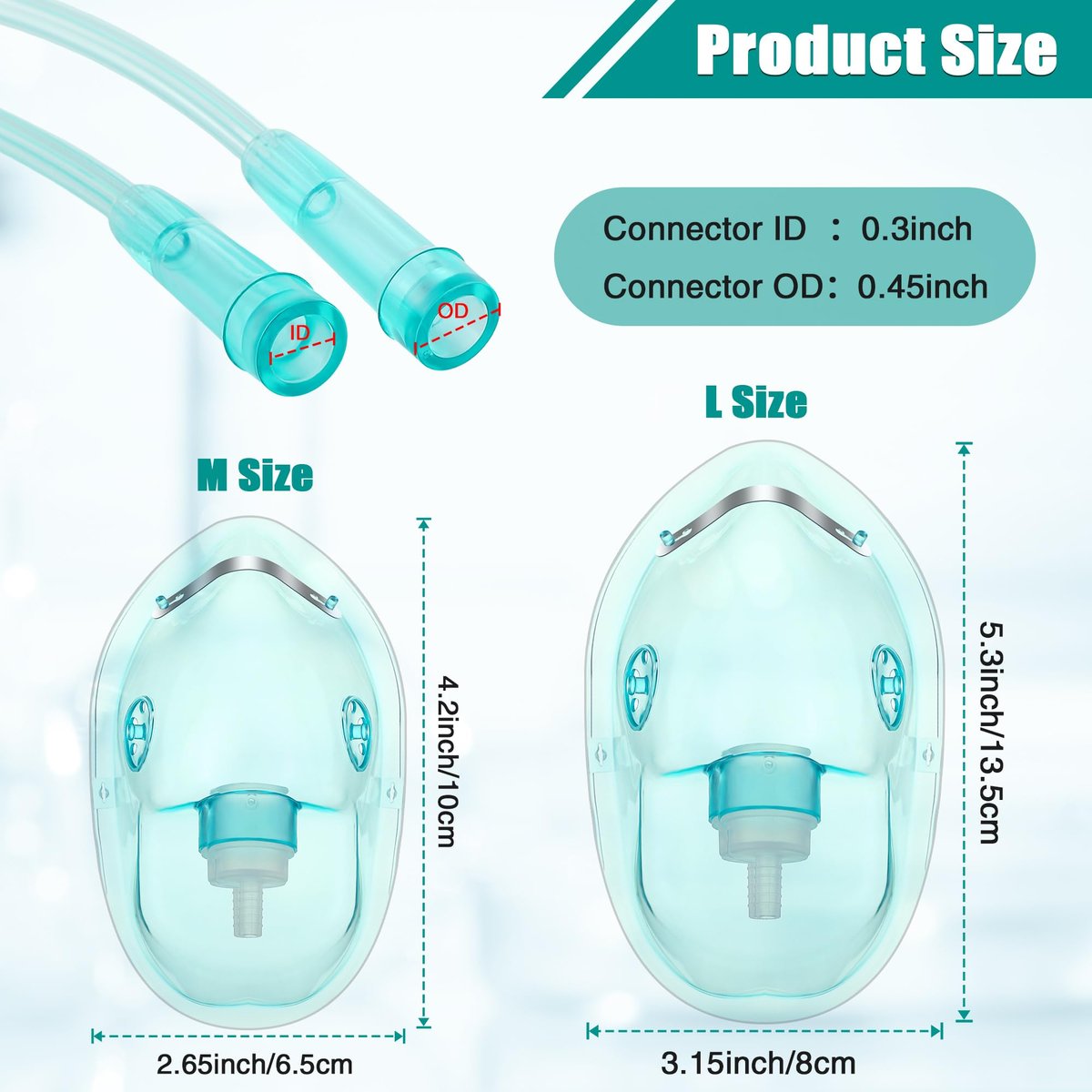 Geiserailie 2er-Pack Sauerstoffmaske M/L mit 2m Schlauch und verstellbarem elastischem Band, Erwachsenen-Sauerstoffmaske mit Schlauch, Atemmaske für Erwachsene