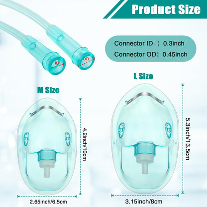 Geiserailie 2er-Pack Sauerstoffmaske M/L mit 2m Schlauch und verstellbarem elastischem Band, Erwachsenen-Sauerstoffmaske mit Schlauch, Atemmaske für Erwachsene
