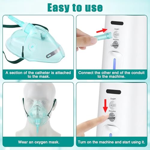 Geiserailie 2er-Pack Sauerstoffmaske M/L mit 2m Schlauch und verstellbarem elastischem Band, Erwachsenen-Sauerstoffmaske mit Schlauch, Atemmaske für Erwachsene
