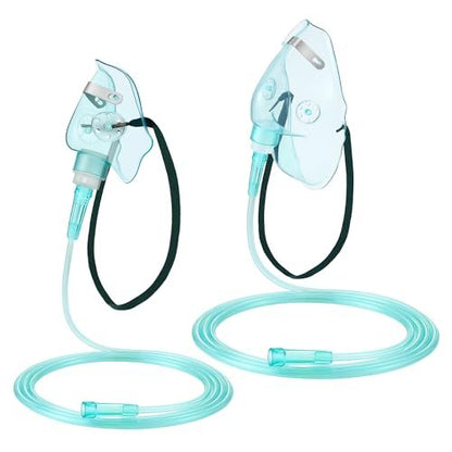 Geiserailie 2er-Pack Sauerstoffmaske M/L mit 2m Schlauch und verstellbarem elastischem Band, Erwachsenen-Sauerstoffmaske mit Schlauch, Atemmaske für Erwachsene