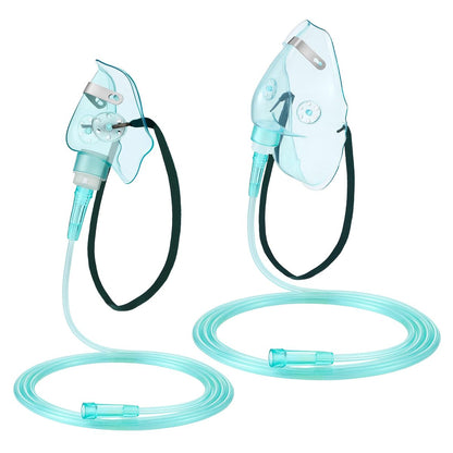 Geiserailie 2er-Pack Sauerstoffmaske M/L mit 2m Schlauch und verstellbarem elastischem Band, Erwachsenen-Sauerstoffmaske mit Schlauch, Atemmaske für Erwachsene