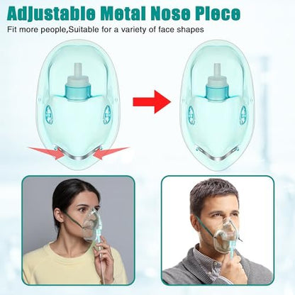 Geiserailie 2er-Pack Sauerstoffmaske M/L mit 2m Schlauch und verstellbarem elastischem Band, Erwachsenen-Sauerstoffmaske mit Schlauch, Atemmaske für Erwachsene