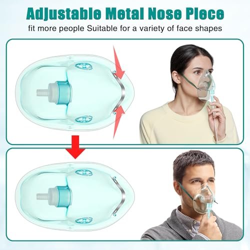 Geiserailie 2 Stück Pädiatrische Sauerstoffmaske (M) mit 2 m Schlauch und verstellbarem elastischem Band, pädiatrische verlängerte Sauerstoffmaske mit Schlauch, Atemmasken für das Gesicht