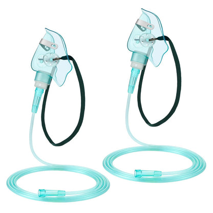 Geiserailie 2 Stück Pädiatrische Sauerstoffmaske (M) mit 2 m Schlauch und verstellbarem elastischem Band, pädiatrische verlängerte Sauerstoffmaske mit Schlauch, Atemmasken für das Gesicht