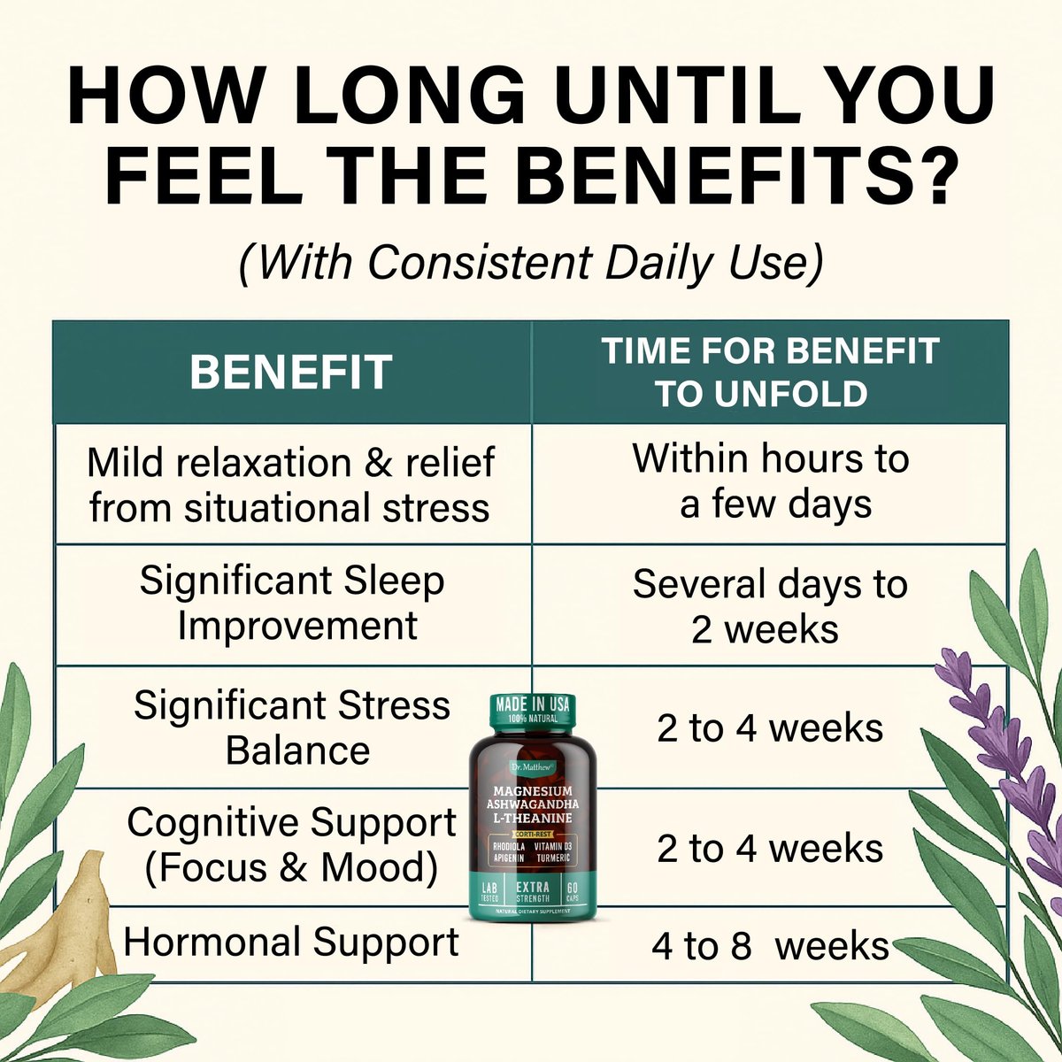 Cortisol Reducer & Adrenal Support Supplement – Natürlicher Stressabbau mit Ashwagandha KSM-66, Magnesiumglycinat & -citrat, L-Theanin, Rhodiola, Apigenin, Kurkuma & Vitamin D3 – Für Ruhe & Entspannung
