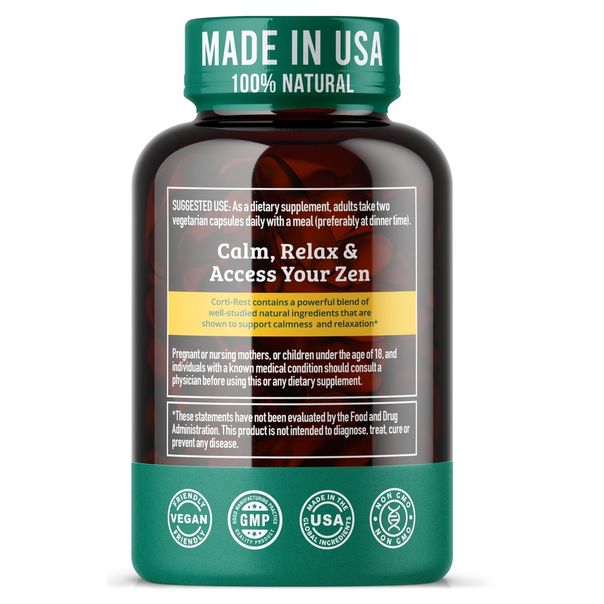Cortisol Reducer & Adrenal Support Supplement – Natürlicher Stressabbau mit Ashwagandha KSM-66, Magnesiumglycinat & -citrat, L-Theanin, Rhodiola, Apigenin, Kurkuma & Vitamin D3 – Für Ruhe & Entspannung