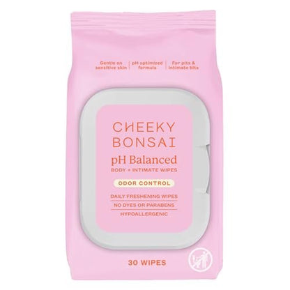 Cheeky Bonsai pH-ausgeglichene Feuchttücher für die Intimhygiene – Beseitigen Gerüche – Sanft zu empfindlicher Haut – Ohne Farbstoffe oder Parabene – Hypoallergen – Gynäkologisch getestet – 30 Tücher