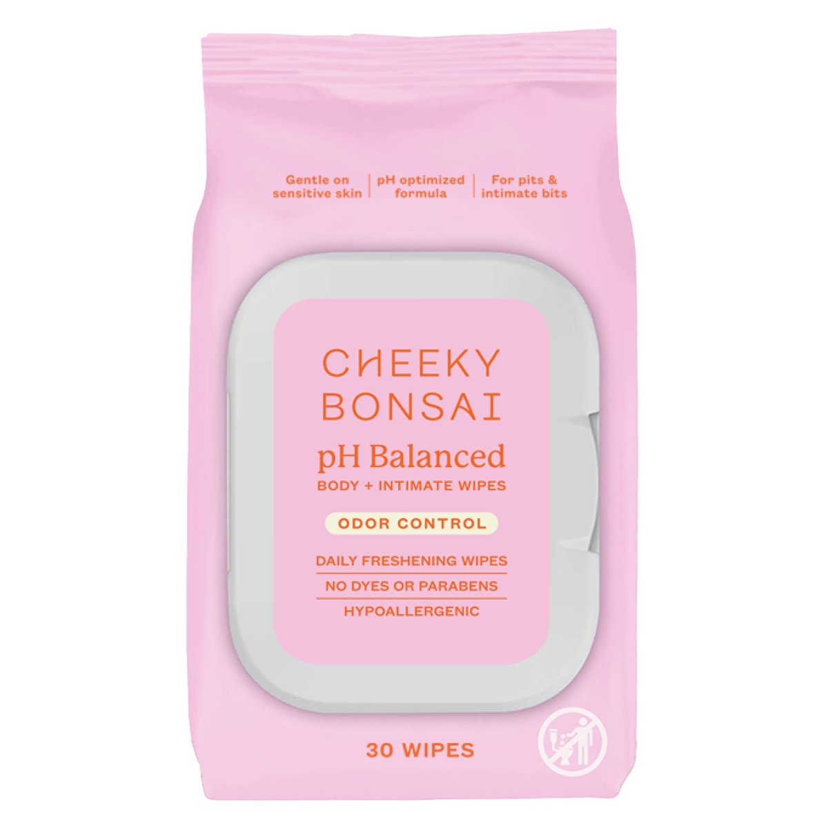 Cheeky Bonsai pH-ausgeglichene Feuchttücher für die Intimhygiene – Beseitigen Gerüche – Sanft zu empfindlicher Haut – Ohne Farbstoffe oder Parabene – Hypoallergen – Gynäkologisch getestet – 30 Tücher