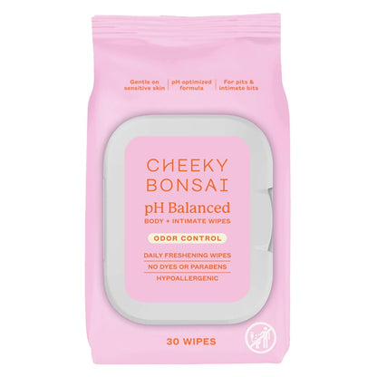 Cheeky Bonsai pH-ausgeglichene Feuchttücher für die Intimhygiene – Beseitigen Gerüche – Sanft zu empfindlicher Haut – Ohne Farbstoffe oder Parabene – Hypoallergen – Gynäkologisch getestet – 30 Tücher