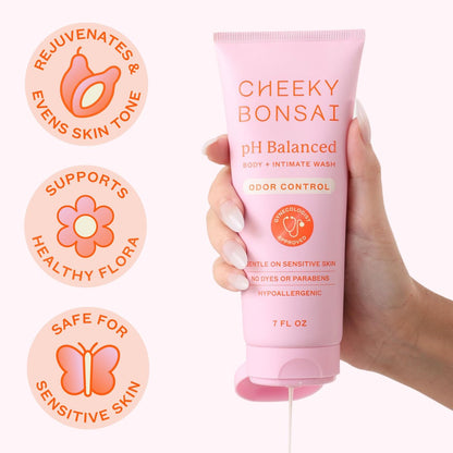 Cheeky Bonsai pH-ausgeglichene Damen-Intimwaschlotion – Beseitigt Gerüche – Sanft zu empfindlicher Haut – Ohne Farbstoffe oder Parabene – Hypoallergen – Gynäkologisch empfohlen (200 ml)