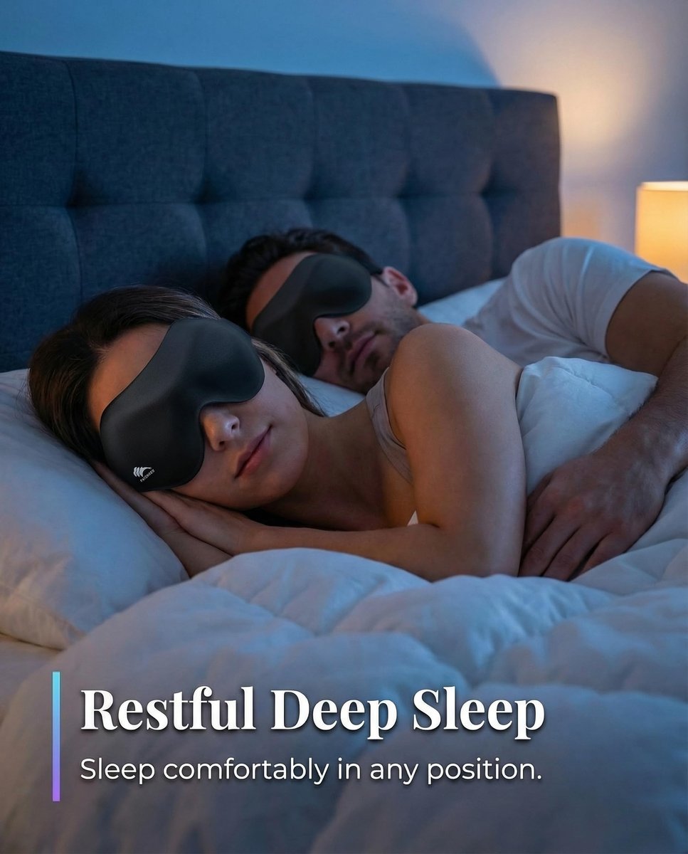 FACEMOON Schlafmaske für Männer – Leichte 3D-Konturmaske zur Lichtblockierung – Null Druck – Perfekt für Reisen, Nachtschichten, Meditation, Studentenwohnheim (Schwarz)