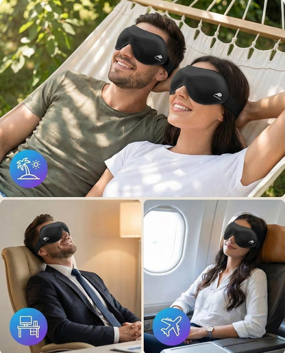 FACEMOON Schlafmaske für Männer – Leichte 3D-Konturmaske zur Lichtblockierung – Null Druck – Perfekt für Reisen, Nachtschichten, Meditation, Studentenwohnheim (Schwarz)