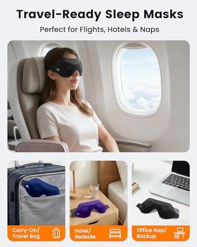 3er-Pack Schlafmasken für Seitenschläfer, Echte Verdunkelung 3D Augenmaske zum Schlafen, Null Augendruck, Wimpernfreundlich, Verstellbare Weiche Augenabdeckung für Frauen Männer, Reise Nacht Blindflug