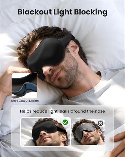 3er-Pack Schlafmasken für Seitenschläfer, Echte Verdunkelung 3D Augenmaske zum Schlafen, Null Augendruck, Wimpernfreundlich, Verstellbare Weiche Augenabdeckung für Frauen Männer, Reise Nacht Blindflug