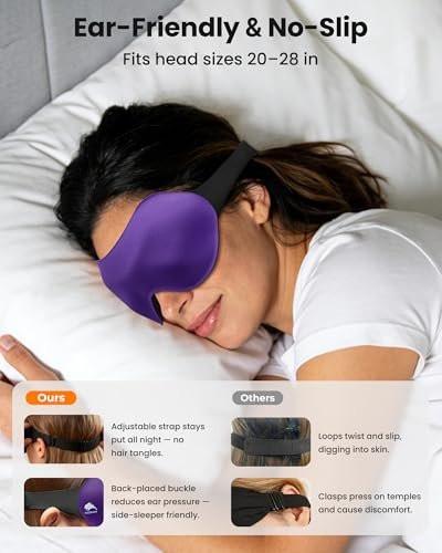 3er-Pack Schlafmasken für Seitenschläfer, Echte Verdunkelung 3D Augenmaske zum Schlafen, Null Augendruck, Wimpernfreundlich, Verstellbare Weiche Augenabdeckung für Frauen Männer, Reise Nacht Blindflug