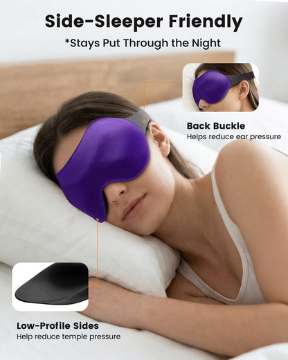 3er-Pack Schlafmasken für Seitenschläfer, Echte Verdunkelung 3D Augenmaske zum Schlafen, Null Augendruck, Wimpernfreundlich, Verstellbare Weiche Augenabdeckung für Frauen Männer, Reise Nacht Blindflug