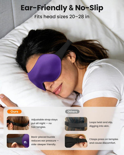 3er-Pack Schlafmasken für Seitenschläfer, Echte Verdunkelung 3D Augenmaske zum Schlafen, Null Augendruck, Wimpernfreundlich, Verstellbare Weiche Augenabdeckung für Frauen Männer, Reise Nacht Blindflug