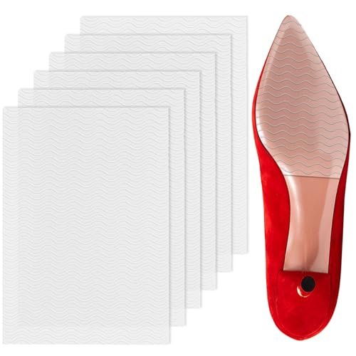6er Pack Schuhsohlenschutz – Selbstklebende Anti-Rutsch-Pads für High Heels und Stiefel | Rutschfeste Sohlenunterlagen für Damen (15 x 10 cm, transparent)