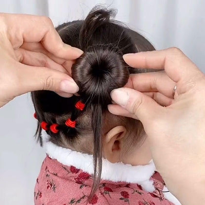 Extra kleiner Haarknotenformer für Kinder, 6 Stück Chignon Haardonut Socken-Duttform für Mädchen, Mini Haarkringelformer für kurzes und dünnes Haar (kleine Größe 2 Zoll, Schwarz)