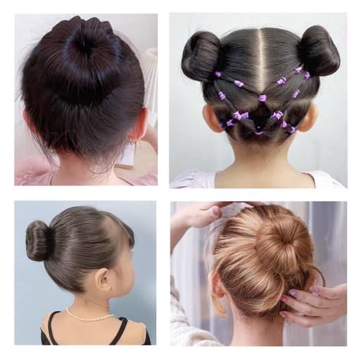 Extra kleiner Haarknotenformer für Kinder, 6 Stück Chignon Haardonut Socken-Duttform für Mädchen, Mini Haarkringelformer für kurzes und dünnes Haar (kleine Größe 2 Zoll, Schwarz)