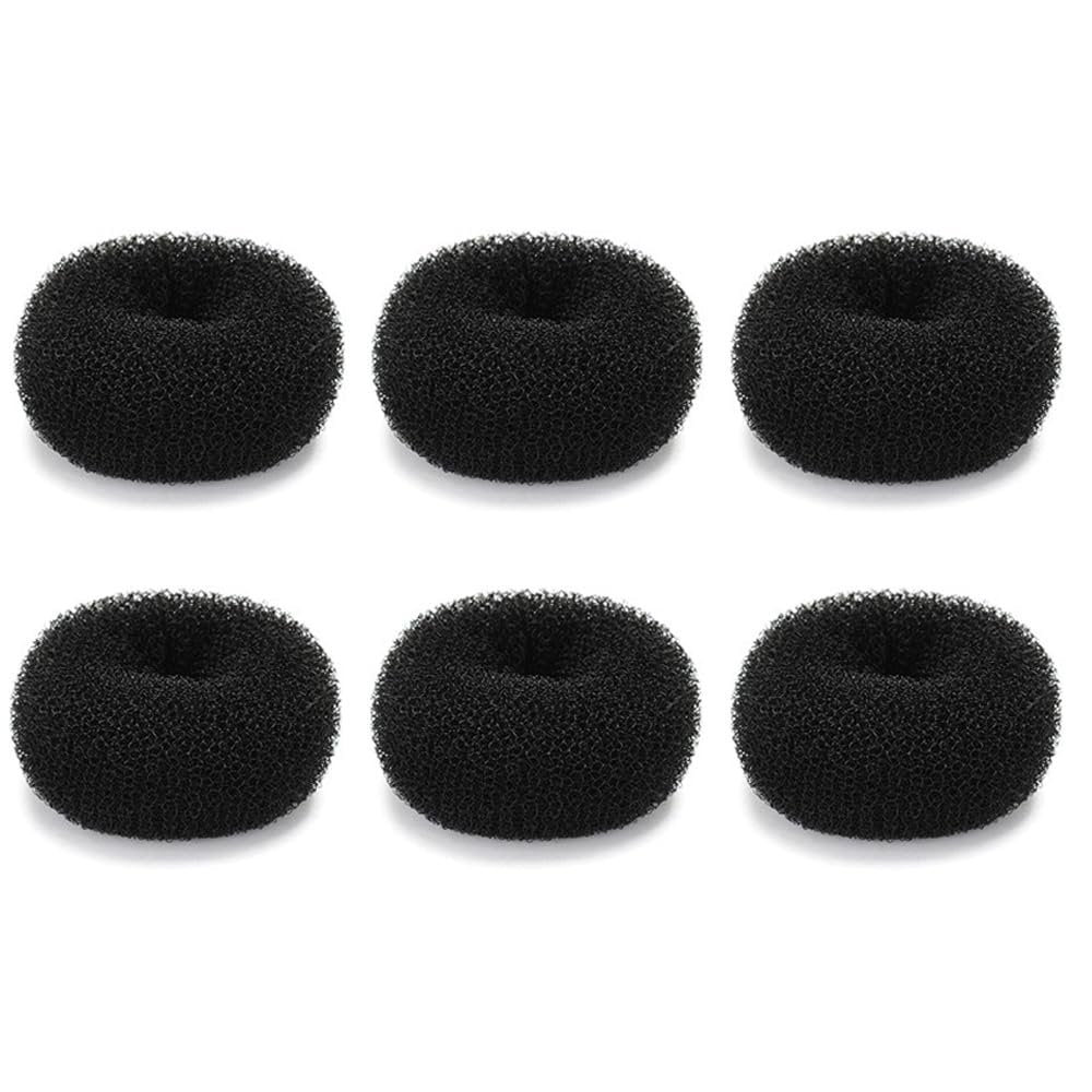 Extra kleiner Haarknotenformer für Kinder, 6 Stück Chignon Haardonut Socken-Duttform für Mädchen, Mini Haarkringelformer für kurzes und dünnes Haar (kleine Größe 2 Zoll, Schwarz)