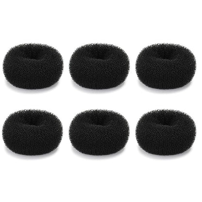 Extra kleiner Haarknotenformer für Kinder, 6 Stück Chignon Haardonut Socken-Duttform für Mädchen, Mini Haarkringelformer für kurzes und dünnes Haar (kleine Größe 2 Zoll, Schwarz)