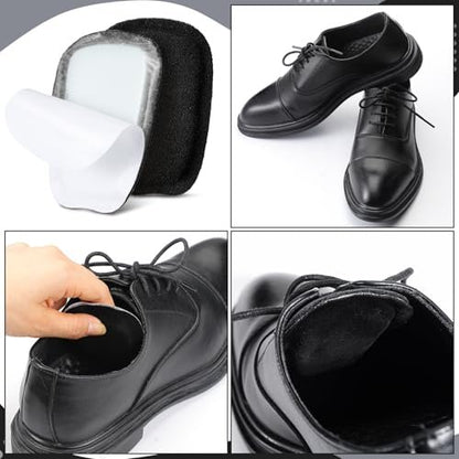 Shyyween 3 Paar Schuhzugenpolster aus weichem Wildleder, selbstklebende Einlagen für Herren und Damen, handgefertigtes elastisches Schaumstoff-Schuhpolster zur Lösung von zu weiten Schuhen (Schwarz, Größe L)
