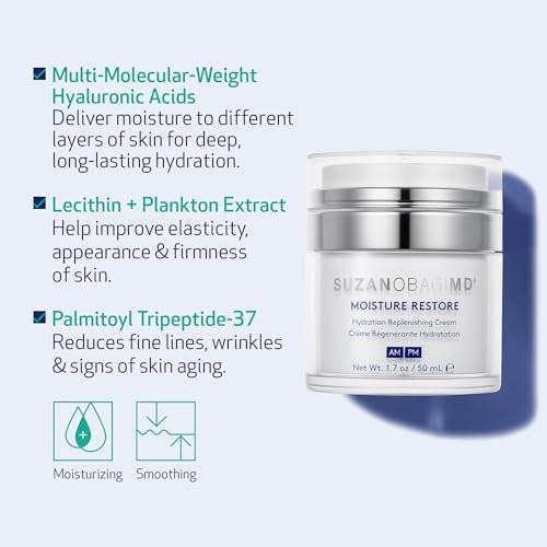 SUZANOBAGIMD Moisture Restore – Medizinische Mehrschicht-Feuchtigkeitspflege gegen Rötungen, langanhaltende Hydratation + Verbesserung von Hauttextur & Festigkeit – Für alle Hauttypen – 50 ml