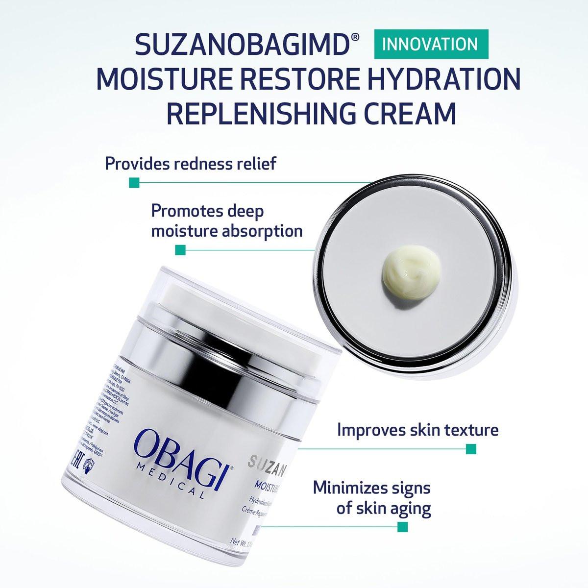 SUZANOBAGIMD Moisture Restore – Medizinische Mehrschicht-Feuchtigkeitspflege gegen Rötungen, langanhaltende Hydratation + Verbesserung von Hauttextur & Festigkeit – Für alle Hauttypen – 50 ml