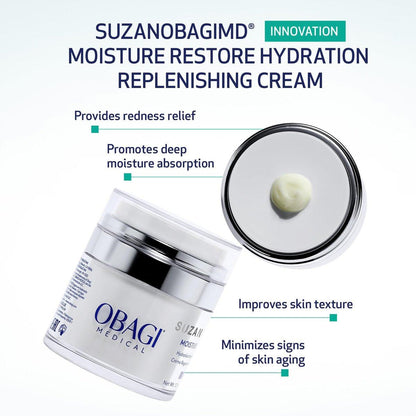SUZANOBAGIMD Moisture Restore – Medizinische Mehrschicht-Feuchtigkeitspflege gegen Rötungen, langanhaltende Hydratation + Verbesserung von Hauttextur & Festigkeit – Für alle Hauttypen – 50 ml