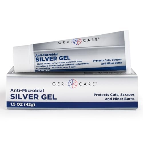 Antimikrobielles Silber-Gel von GeriCare | Wundpflege-Creme für Schnitte, Schrammen und kleinere Verbrennungen | Natürliche topische Hautheilungssalbe | 55 PPM kolloidales Silbergel zur Wundversorgung | Lang anhaltender Schutz | 1,5 oz