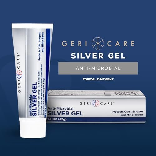 Antimikrobielles Silber-Gel von GeriCare | Wundpflege-Creme für Schnitte, Schrammen und kleinere Verbrennungen | Natürliche topische Hautheilungssalbe | 55 PPM kolloidales Silbergel zur Wundversorgung | Lang anhaltender Schutz | 1,5 oz