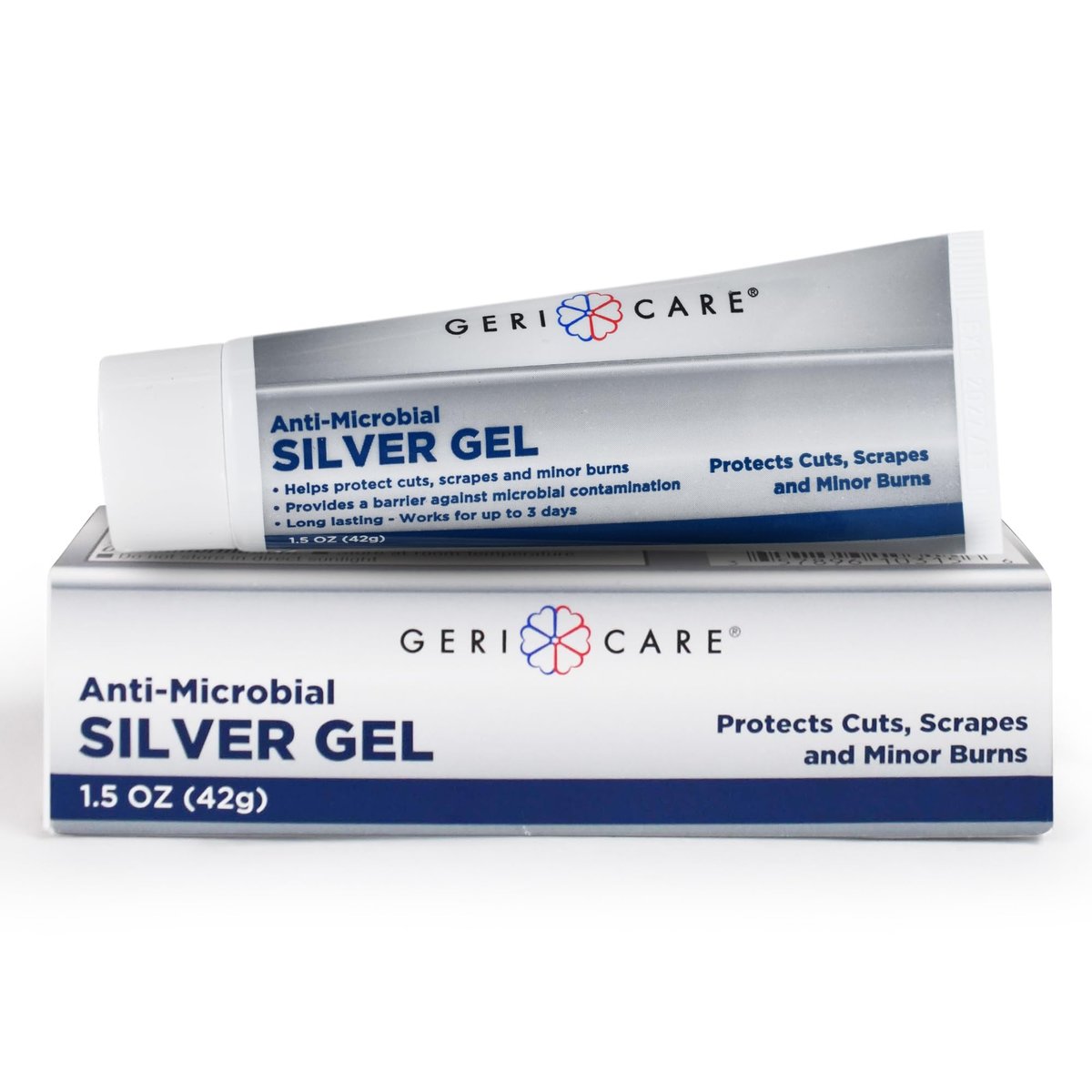 Antimikrobielles Silber-Gel von GeriCare | Wundpflege-Creme für Schnitte, Schrammen und kleinere Verbrennungen | Natürliche topische Hautheilungssalbe | 55 PPM kolloidales Silbergel zur Wundversorgung | Lang anhaltender Schutz | 1,5 oz