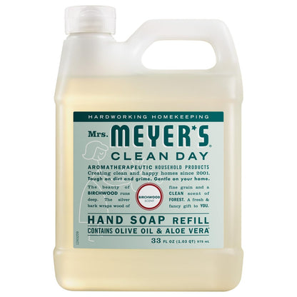 Mrs. MEYER'S CLEAN DAY Handseife Nachfüllpackung, Birkenholzduft, 33 Fl Oz Flasche