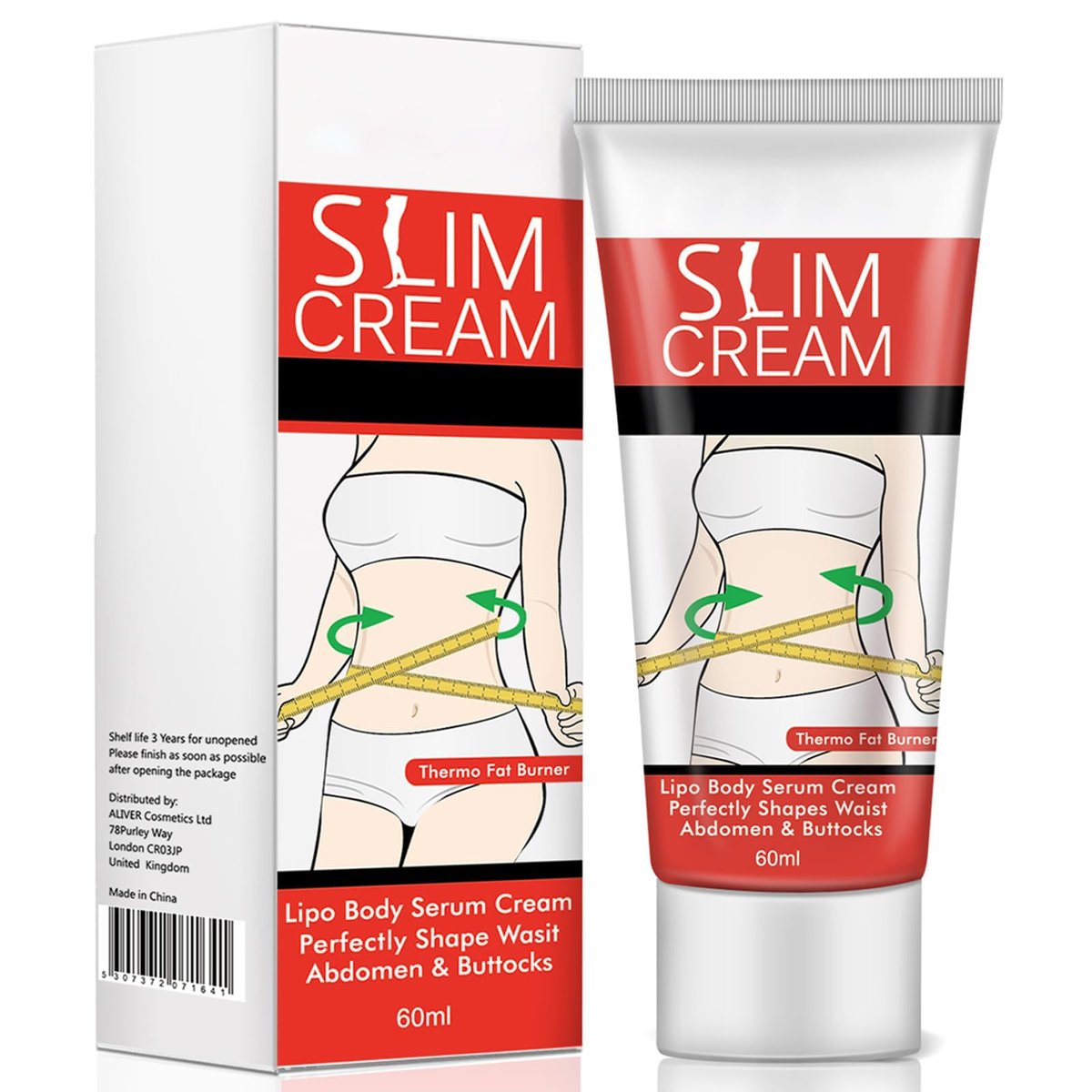 Akareni Hot Cream für Bauch, Taille und Po – Fettverbrennende Schlankheitscreme mit Wärmeeffekt für Frauen und Männer, feuchtigkeitsspendend & straffend, 60 ml