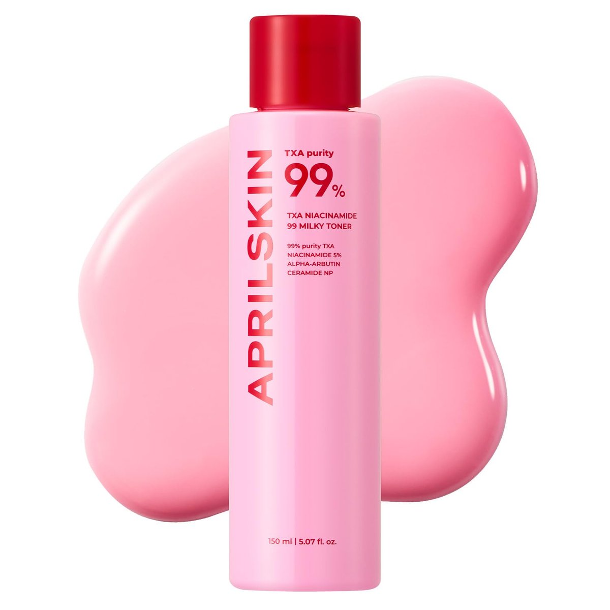 APRILSKIN TXA+Niacinamide 99 Pink Milky Toner – Aufhellender und feuchtigkeitsspendender Cremetoner mit 99% hochreinem TXA 3% + Niacinamid 5% für stumpfe Haut, 150 ml