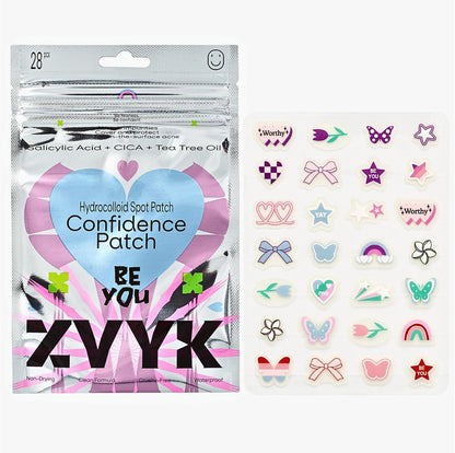 ZVYK Pimple Patches Cute für das Gesicht (28 einzigartige Akne-Patch-Designs) | Hydrokolloid, Salicylsäure, Teebaum | Starke Haftung, wasserdicht, vegan | Confidence Patch Be You
