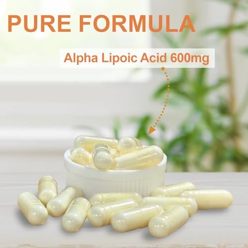 Novafun Alpha-Liponsäure 600mg Kapseln – ALA Nahrungsergänzungsmittel für Nervengesundheit, Antioxidans-Unterstützung & Zelluläre Energie, 60 Kapseln, Nicht-GVO, Glutenfrei