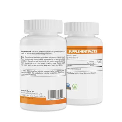 Novafun Alpha-Liponsäure 600mg Kapseln – ALA Nahrungsergänzungsmittel für Nervengesundheit, Antioxidans-Unterstützung & Zelluläre Energie, 60 Kapseln, Nicht-GVO, Glutenfrei