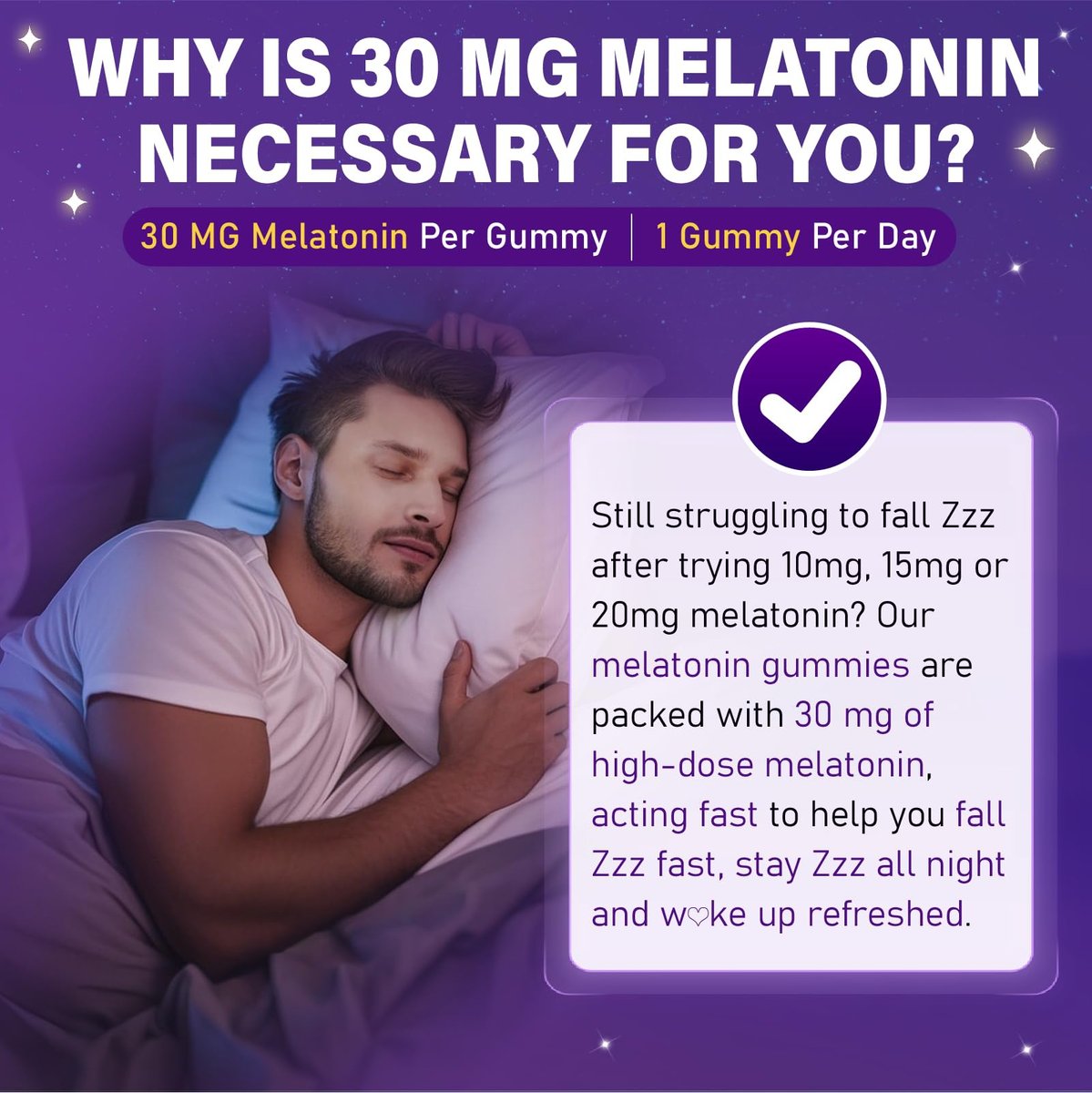 Veyttisy Melatonin 30mg Gummies für Erwachsene - Zuckerfreie Melatonin Gummies mit maximaler Stärke, Magnesium, B6, GABA & botanischer Mischung - Nicht gewohnheitsbildend, vegan, ohne Gentechnik, natürlicher Beerenmix-Geschmack