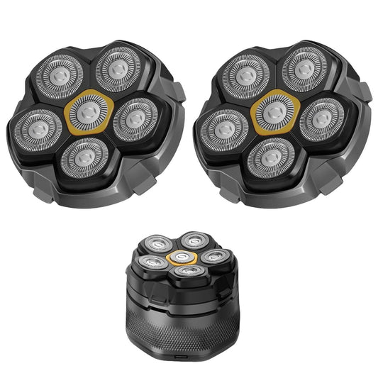 Magnetische 6-Klingen-Rasierkopf-Ersatz für viele 6D Magnetrasierer – Neu gestalteter magnetischer 6D-Klingenkopf kompatibel mit Kopfrasierern für Glatzköpfige, 2er-Pack Reisegröße für Ufree Rasierer