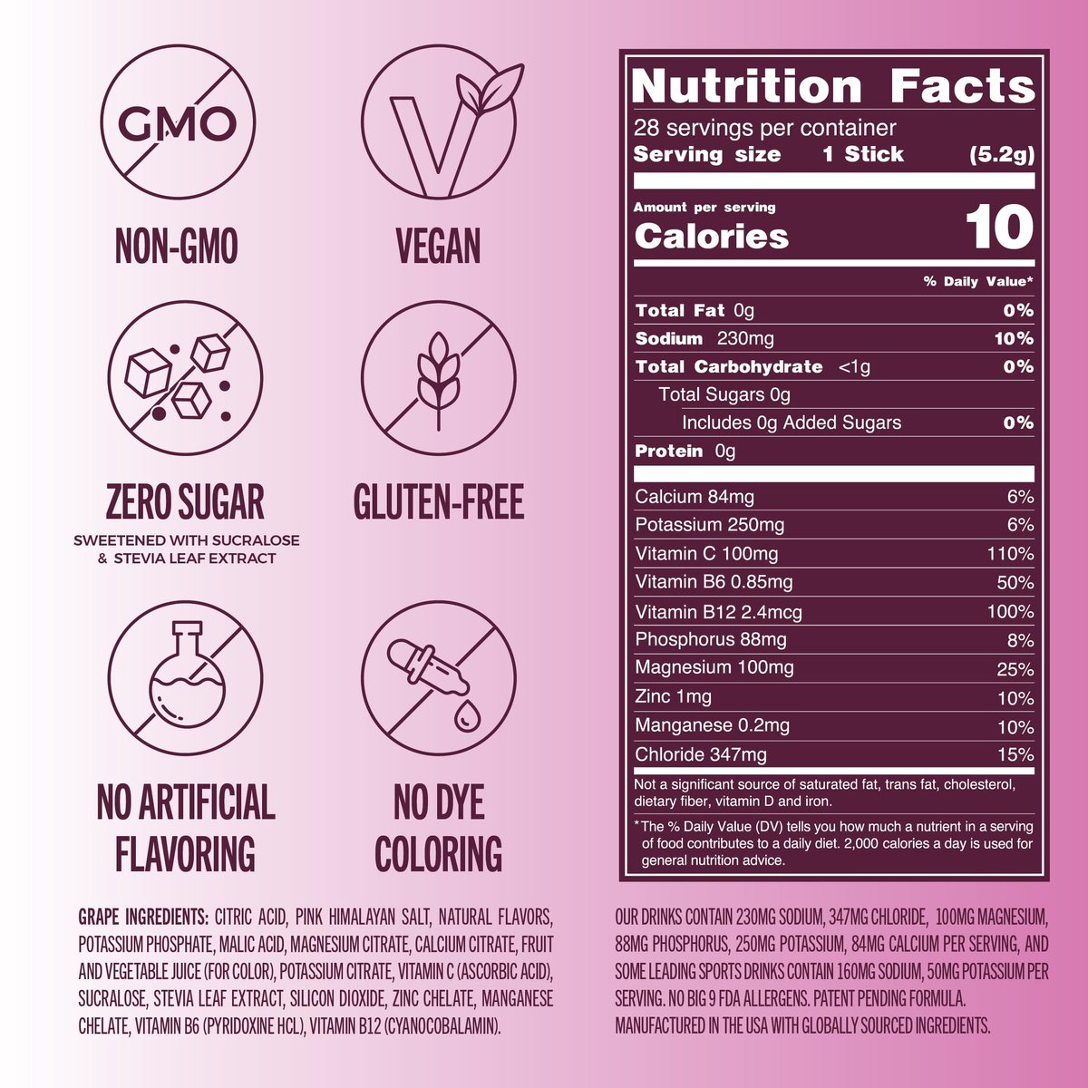 TREVI™ Everyday Sugar Free Electrolytes - Trinkmischung für Elektrolyte - 28 Portionen - Traube