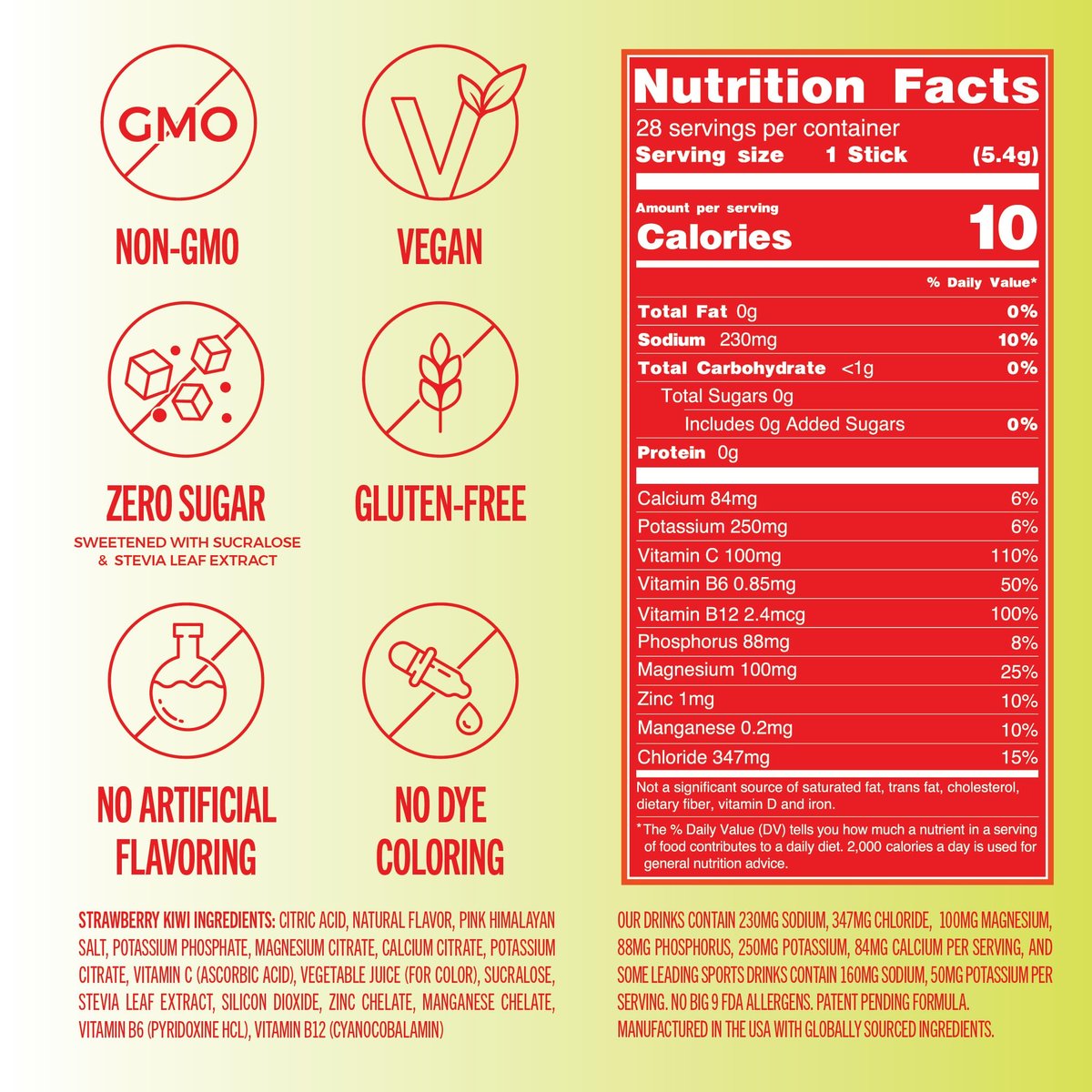 TREVI™ Everyday Sugar Free Electrolytes – Trinkmischung für Hydration – 28 Portionen – Erdbeer-Kiwi