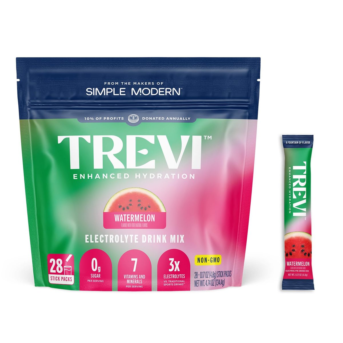TREVI™ Everyday Sugar Free Elektrolyte - Hydrationspulver für Getränke - 28 Portionen - Wassermelone