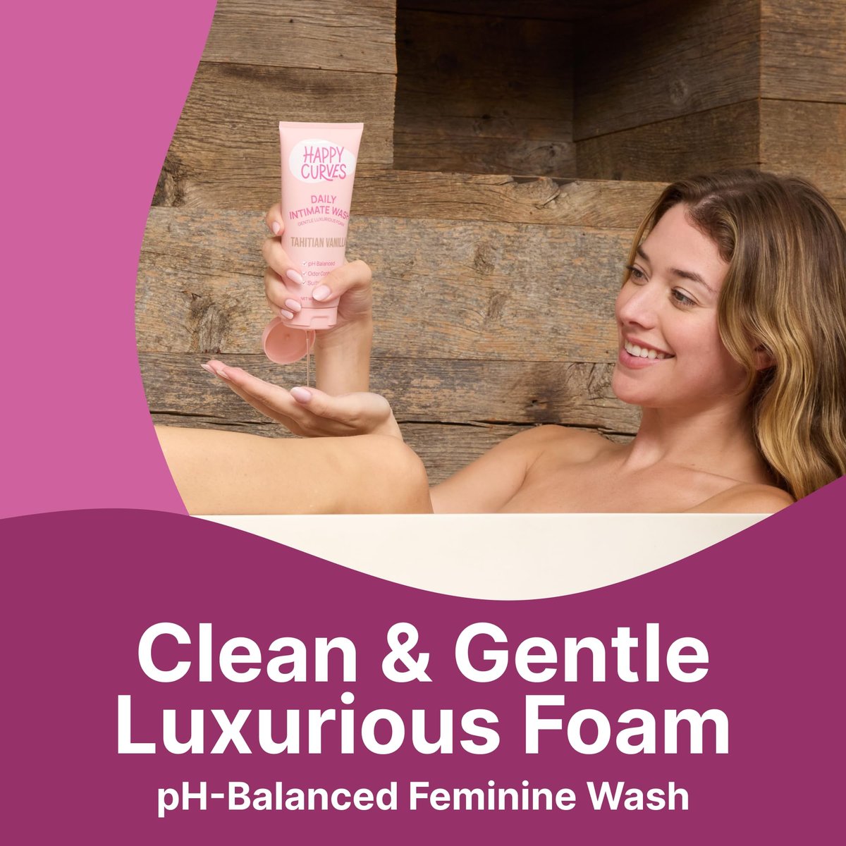 HAPPY CURVES Femininwaschgel - pH-ausgeglichene Reinigung mit Aloe & Vitamin E - Sulfatfrei, Parabenfrei - Intimpflege für Frauen - Geruchskontrolle, sanfte tägliche Pflege für empfindliche Haut (Tahitianische Vanille)