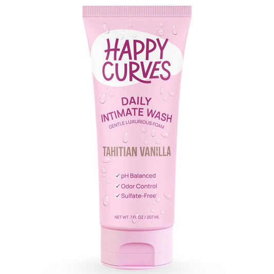 HAPPY CURVES Femininwaschgel - pH-ausgeglichene Reinigung mit Aloe & Vitamin E - Sulfatfrei, Parabenfrei - Intimpflege für Frauen - Geruchskontrolle, sanfte tägliche Pflege für empfindliche Haut (Tahitianische Vanille)