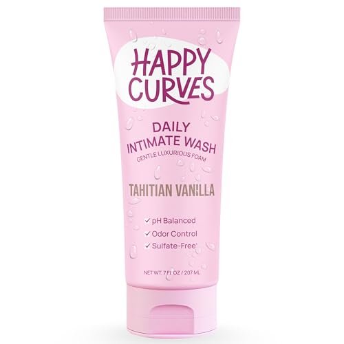 HAPPY CURVES Femininwaschgel - pH-ausgeglichene Reinigung mit Aloe & Vitamin E - Sulfatfrei, Parabenfrei - Intimpflege für Frauen - Geruchskontrolle, sanfte tägliche Pflege für empfindliche Haut (Tahitianische Vanille)