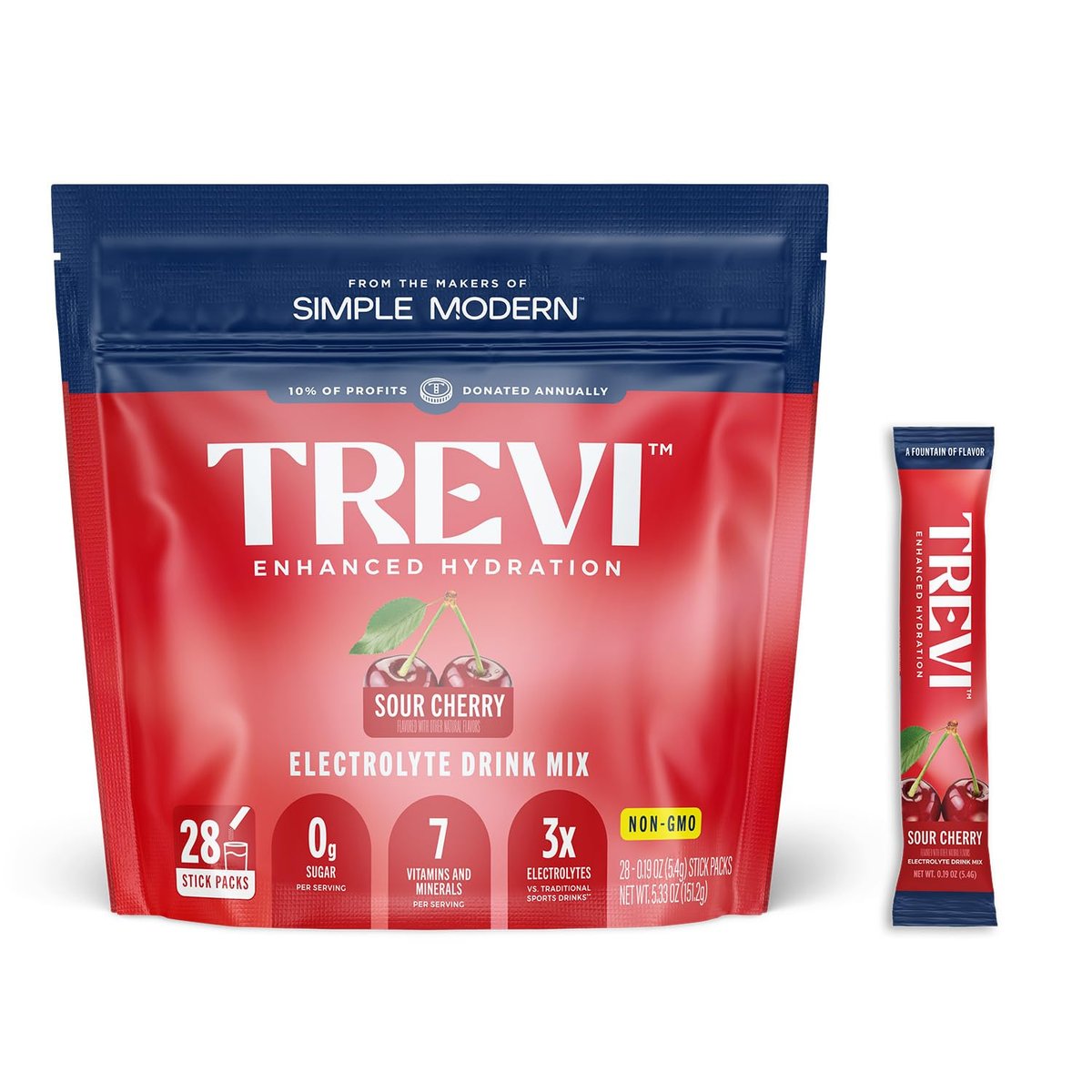 TREVI™ Everyday Sugar Free Electrolytes - Sour Cherry - 28 Portionen - Hydrationspulver für den täglichen Bedarf